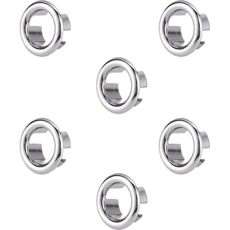 Anneau de trop-plein pour évier, 6 pièces, remplacement pour trou d'évier, garniture de trop-plein ronde pour lavabo, bouchon pour trou d'évier, pour baignoire, cuisine, évier (1/4)