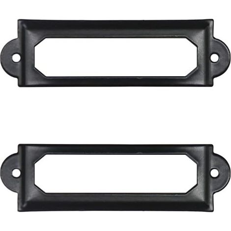Lot de 50 porte-étiquettes en métal noir pour bureau, bibliothèque, tiroir, armoire, carte, porte-étiquette, cadre en métal 60 mm x 17 mm (1/4)