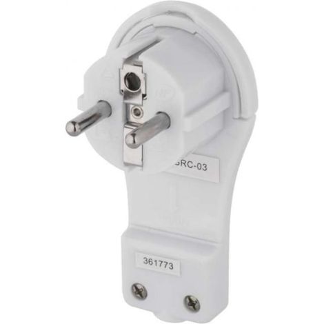 Fiche coudée ultra plate 16A 2P+Z 250V avec support blanc P0066