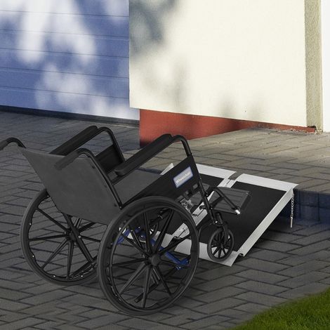 Rampe de fauteuil roulant pliable en alliage d'aluminium antidérapante, avec poignées, charge max. 272 kg, noir (1/5)