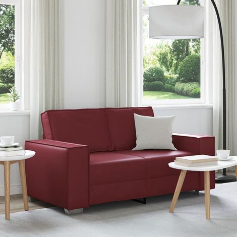 2-Sitzer Sofa 120 cm Weinrot Kunstleder für Wohnzimmer & Büro (1/5)