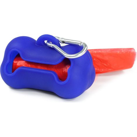 Blauer knochenförmiger Silikonspender mit Rolle für Hunde
