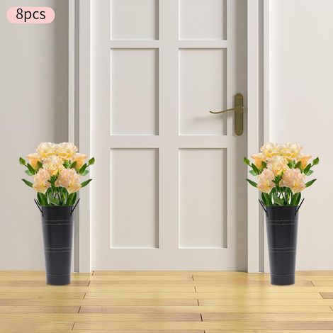 Metal Flower Bucket Vase Set, Black Galvanized Cylindrical Planters with Handles, Durable Rustic Home Decor for Fresh & Dried Flowers, Garden, Wedding, Party Display (1/5)