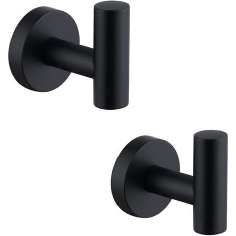 Handtuchhaken, LYLIN Edelstahl-Wandhaken für Badezimmer, Handtuchhalter für Küche, Wohnzimmer und Büro (Schraubmontage, Schwarz, 2 Stück)