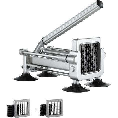 VEVOR Coupe-frites,trancheuse a pommes de terre,lames acier inoxydable 1/2 et 3/8 pouce,manuel avec ventouses,pommes de terre,frites,concombre,legumes,carottes
