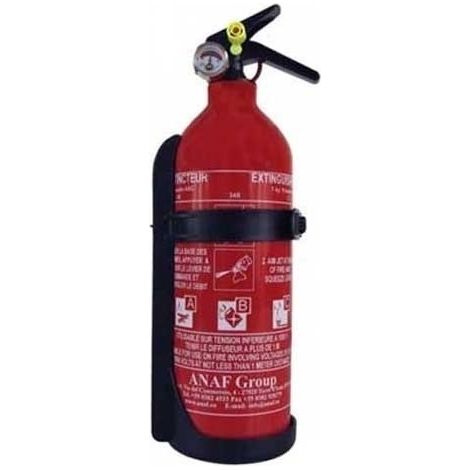 Extincteur à poudre 1 kg ABC NF avec manomètre – Pour véhicules et espaces confinés – 5A-34B-C – Température d'utilisation -30 à +60°C – Anaf
