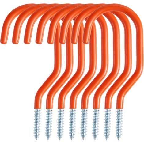 Lot de 8 crochets de garage pour vélo, outils – Crochets utilitaires, fixation murale à vis, échelle, extension et outils électriques – Orange (1/5)