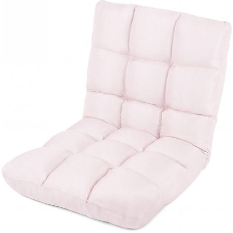 COSTWAY Canapé Paresseux Chaise de Sol, Chaise de Méditation, Dossier Réglable 14 Positions, Fond antidérapant, pour Coin Lecture, Salon, Enfant/Adulte, 66,5 x 54 x 56 cm (Rose) (1/5)