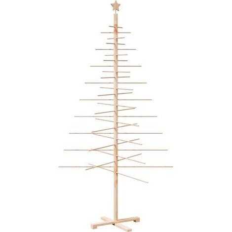 Sapin de Noël décoratif en bois, 210 cm, en pin massif.