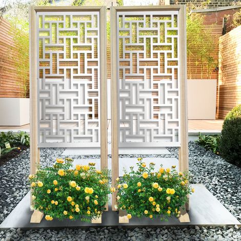 TRAMA - Paravent modulable - 70x190 cm - en bois et PVC - Couleur : blanc