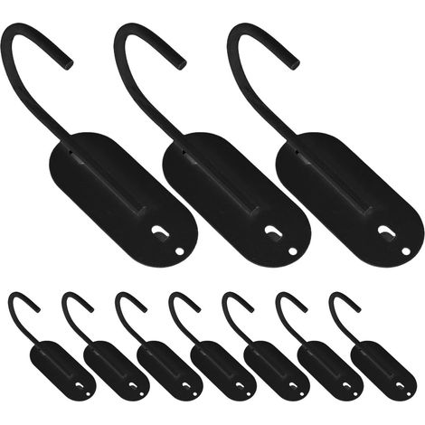 Crochets pour Panneaux Perforés en Métal Noir, Lot de 10 Pièces, Optimisent L'espace Trous Ovales et Espacement de 40mm, pour Cuisines et Ateliers (1/5)
