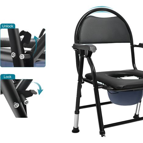 Silla portátil y plegable de altura regulable, color negro. (1/2)