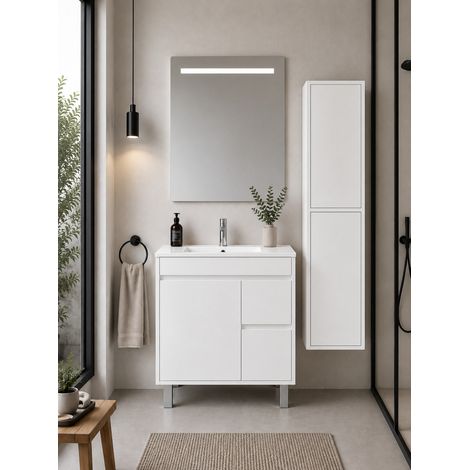 Bathroom cabinet with basin ORIGENBATH ISQUIA without mirror 50x40 cm white with column (1/5)