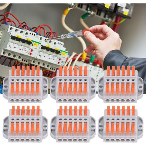 6Pcs Connecteurs de fils compacts ABS Borne de connexion rapide en cuivre Conducteurs de câblage universels,DUBUNS (1/5)