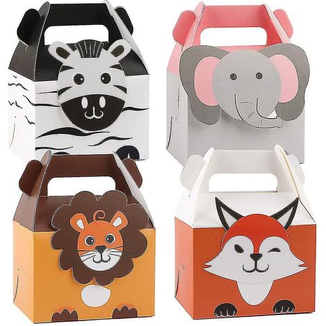 20 Geschenktüten aus Papier mit Tiermotiven, kleine Papiertüten für Kindergeburtstage, 4 Dschungelmotive B- (1/5)
