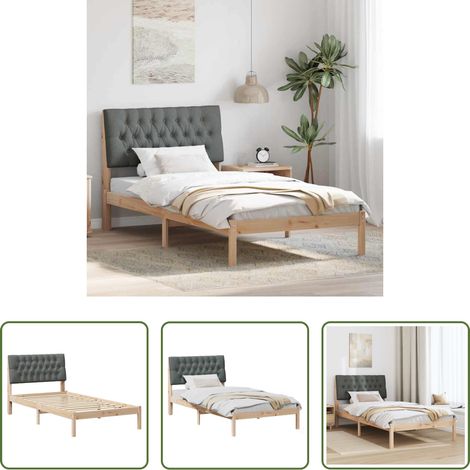 Plattformbett - Bettgestell mit gepolstertem Kopfteil Braun 100 x 200 cm (1/5)