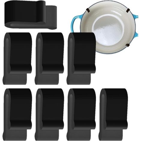 Clips de maintien pour couvercle – Clips pour casserole – Cuisson sans éclaboussures – Design en U – Lot de 8 – Noir (1/5)