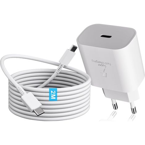 25W Chargeur pour Samsung Charge Rapide avec Type C Câble 2M pour Samsung Galaxy S25 S24 S23 S22 S21 S20 Plus/Ultra, A15 A14 A13 A54 A53 A52 A55 A34 5G, Chargeur Ultra Rapide Prise USB C Adaptateur (1/5)