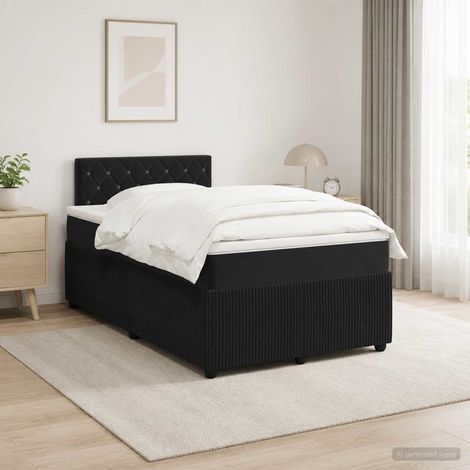 Lit boxspring avec matelas Noir 120 x 190 cm Velours (1/5)