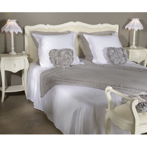 M&S – Tête de lit 160 cm en acajou blanc cassé – Tissu Murano – Largeur 170 cm – Hauteur 112 cm – Élément solide pour lit 2 personnes (1/3)