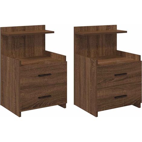 Maison Exclusive - Mesitas de noche 2 piezas con 2 cajones roble
