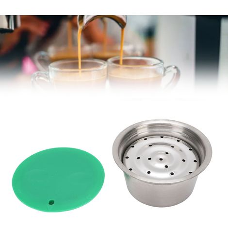 Cápsula de café reutilizable de acero inoxidable con tapa de silicona y kit completo (filtro, cepillo, cuchara), compatible con Dolce Gusto, 115 g, 5,29 x 3,47 cm. Un regalo o compra única para los am (1/5)