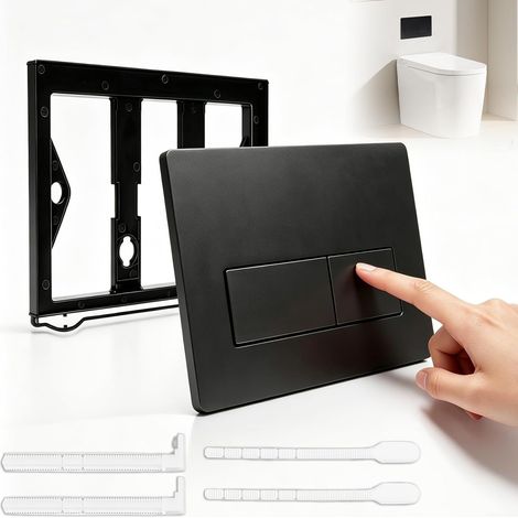 Plaque de Commande WC Suspendu,246 x 164mm Plaque de Déclenchement compatible avec Sigma01/Sigma20/Sigma30/Sigma50/UP300/UP320, Double Chasse D'eau WC, Noir (1/5)
