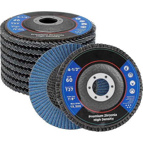 10 Sanding Discs with Flap Diameter 115 mm x 22.2 mm Grit 60 Flap Discs for Removing Deburring, Rust, Polishing, Finishing (1/5)