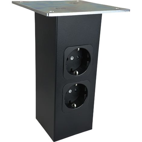 Strate Barkonsole Connect 70x70x170mm - Barkonsole gerade - Thekenfuß Tragkraft 60kg mit 2x Steckdose, Stahl schwarz