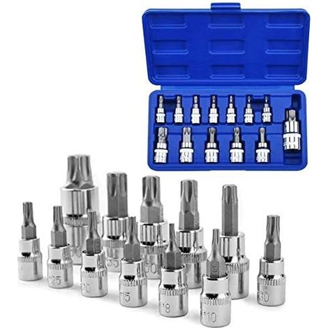 Embout Torx - Douille Torx à Six Pans Creux T8 T10 T15 T20 T25 T27 T30 T40 T45 T50 T55 T60 T70 - Jeu de 13 Pièces
