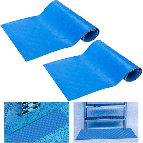 2-teilige Leitermatte aus Polyvinylchlorid (PVC) mit Trittmatte für Schwimmbecken, groß, rutschfest, strukturierter Schutz für Auskleidung und Treppen von Aufstellbecken, 90 x 23 cm (1/5)