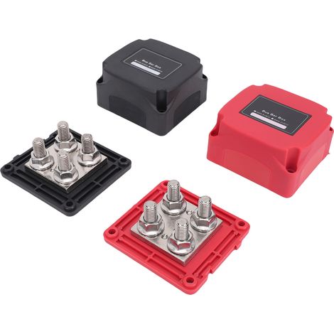 Lot de 2 borniers de distribution 48V 400A avec 4 études M10 pour batterie auto bateau camping-car yacht en PC alliage zinc cuivre acier (1/5)