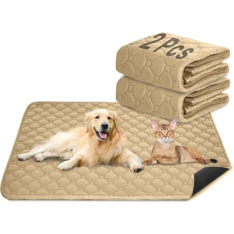 Lot de 2 tapis d'entraînement pour chien et chat Extra puissant Imperméable et antidérapant Lavable et réutilisable Pour chiots et animaux domestiques (marron, 150 x 90 cm) (1/5)