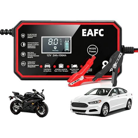 Cargador de baterías, tecnología de carga inteligente, compatibilidad versátil, 12V 6A UE (1/2)
