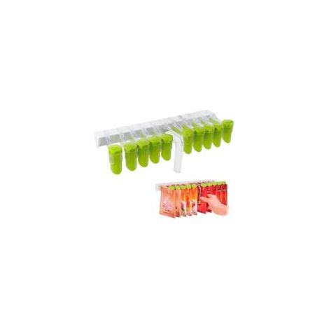 Estante para especias de pared, soporte para especias sin taladrar, organizador de especias colgante para paquetes de especias con 10 clips, estante organizador de especias giratorio de tres salidas -