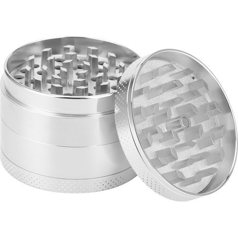 Broyeur à herbes compact en alliage de zinc, dents en forme de losange, outil de broyage pour épices (argenté) (1/5)