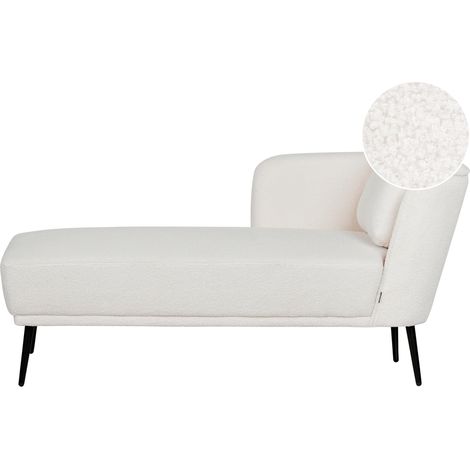 Chaise longue estilo retro con cojín muebles de sala de estar de bouclé blanco crema derecho Artheze (1/5)