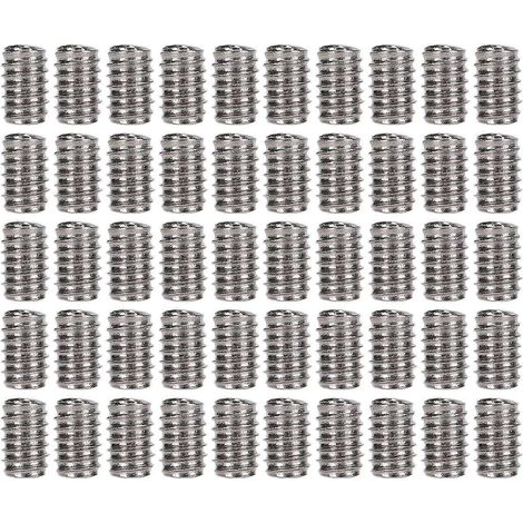 50-teiliges Sortiment an Gewindestiften A2-70 Edelstahl-Madenschrauben M2x3