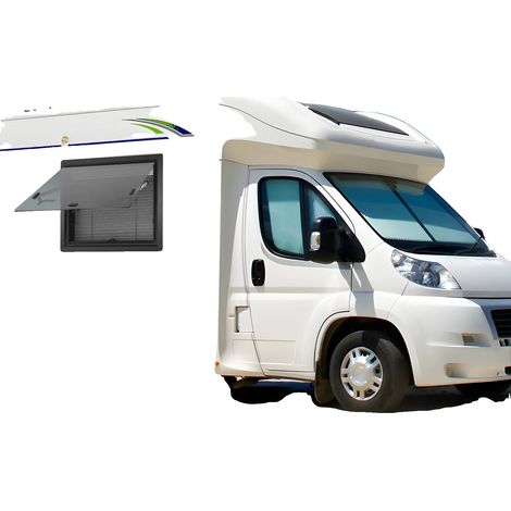 Ventana de apertura por presión para autocaravana, marco de aluminio, vidrio templado, BLANCA (1/5)