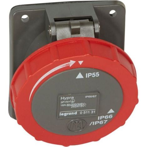 Prise fixe Hypra IP66/67-55 16A - 380V à 415V - 3P+N+T - plastique - LEGRAND