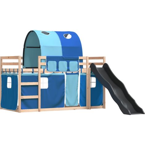 vidaXL Lit superposé sans matelas avec toboggan et rideaux 80x200 cm (1/5)
