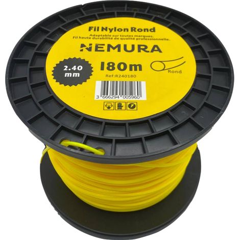 Fil débroussailleuse rond 180m – Diamètre 2,40mm – Haute durabilité pour performance optimale – Compatible débroussailleuses Stihl et Husqvarna
