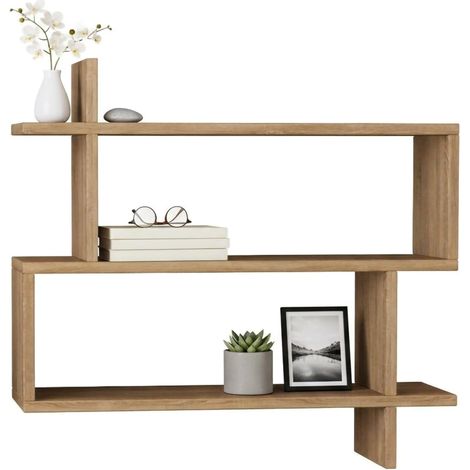 Dmora - Mensola Orsa, Scaffale, Ripiano a muro, Scaffalatura multiuso, 70x22h66 cm, Quercia