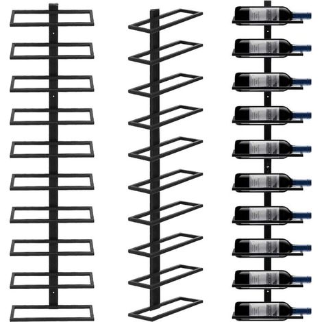 Casier à Vin, Wall Porte Bouteille Mural Métallique ®,116 x 27 x 10.5 cm,noir (1/5)