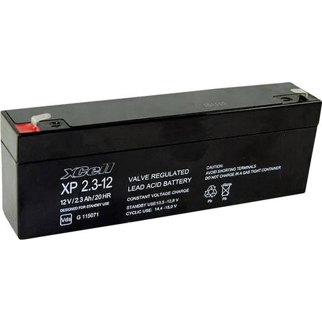 Batterie au plomb 12 V 2.3 Ah XCell XP2.112 plomb (AGM) (l x H x P) 178 x 66 x 35 mm cosses plates 4,8 mm sans entretien, certification VdS Y073401 (1/2)