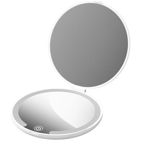 LED Makeup Mirror, White, 10 x 10.5 cm 1 x Portable Folding Flip Mirror Travel Mirror for Touch Ups Mini Rechargeable Travel Mirror (1/5)
