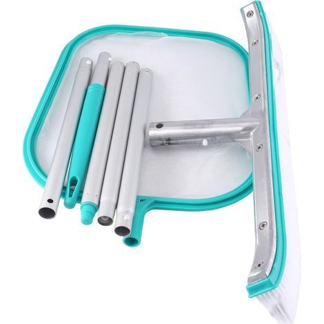 Outils de nettoyage piscine - Filet plat en avec épuisette Manche télescopique Brosse à récurer 45,7 cm Pour nettoyer la saleté des murs, et marches (1/5)