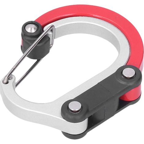 Mousqueton en D en Alliage d'Aluminium Léger pour Randonnée, Camping et Pique-nique - Rouge