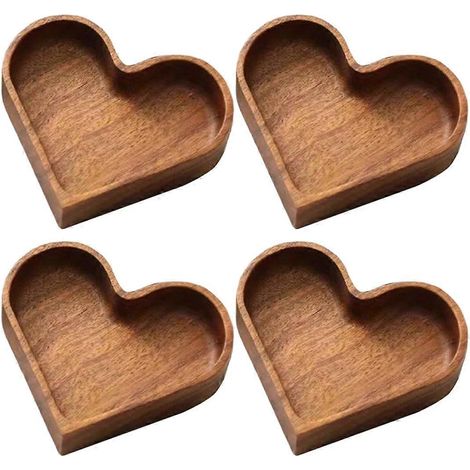 Bonboniere aus Massivholz (4er-Set), Naturwalnuss, stapelbares Serviertablett, herzförmige Nussschale, Aufbewahrungsbox für Desserts. (1/5)