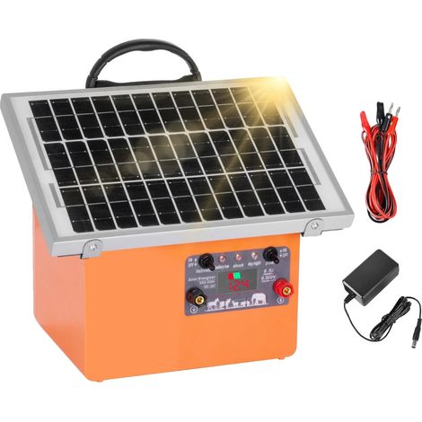 Chargeur de clôture électrique solaire, portée de 32 km, sortie de 0,5 J, Prise EU Orange (1/2)